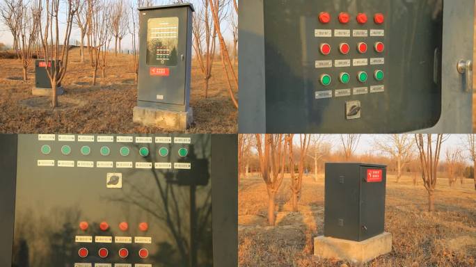 冬季实拍公园中的供电设施有点电险请勿靠近