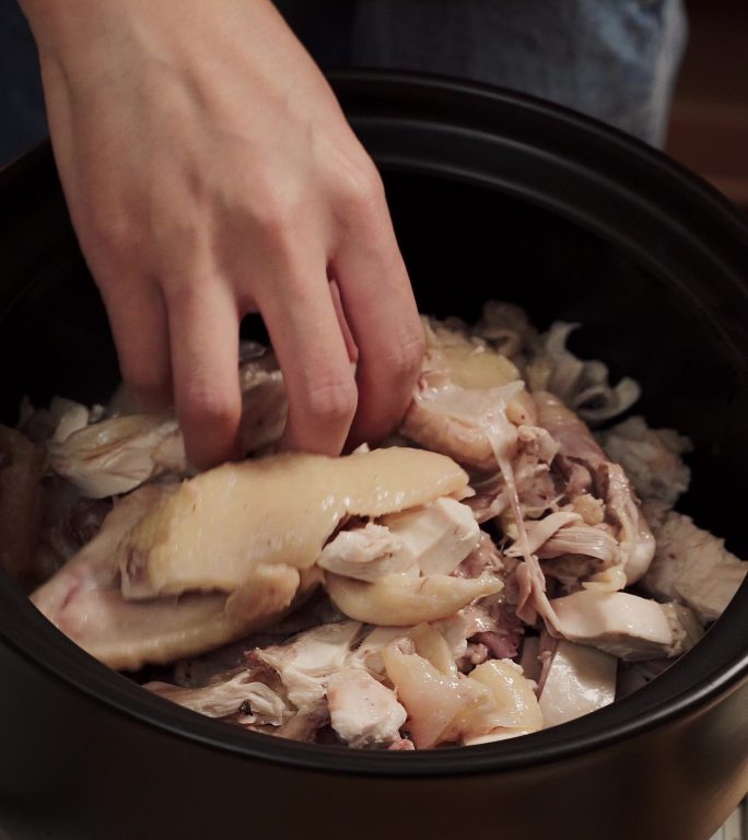 猪肚鸡撕鸡肉分镜冬日美食