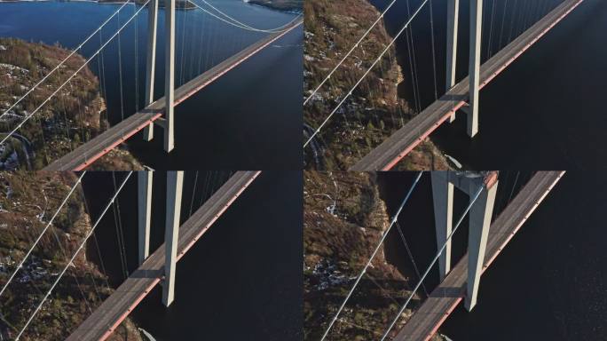瑞典北部高海岸大桥无人机鸟瞰图