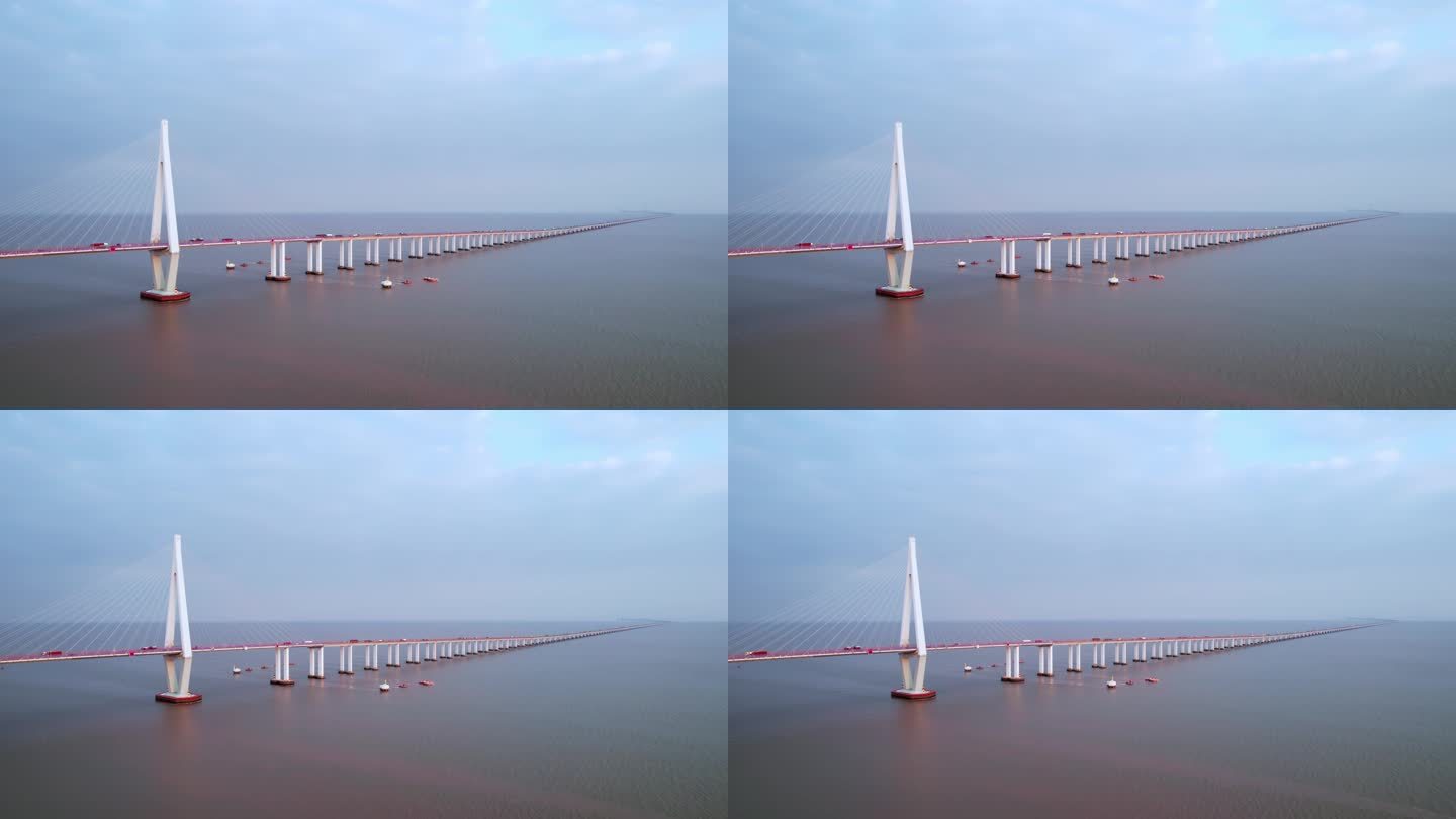 嘉兴海盐县杭州湾跨海大桥航拍4K