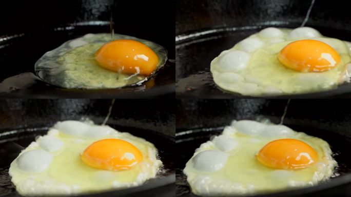 营养早餐煎鸡蛋慢动作