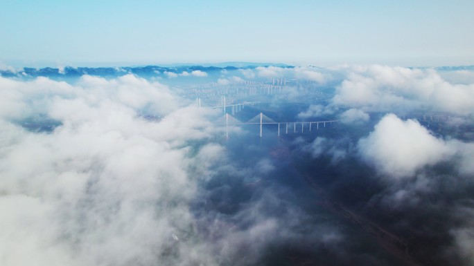 城市高空云海航拍