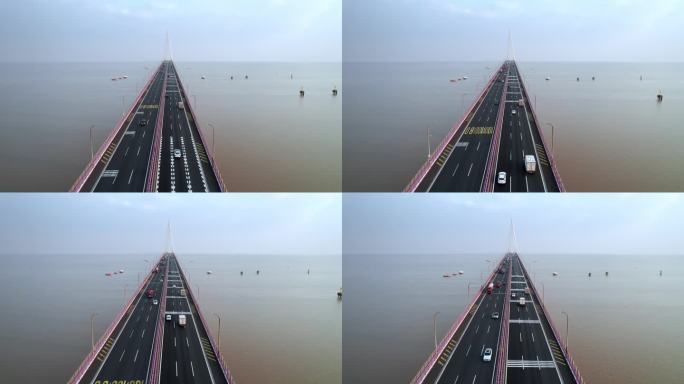 嘉兴海盐县杭州湾跨海大桥航拍4K