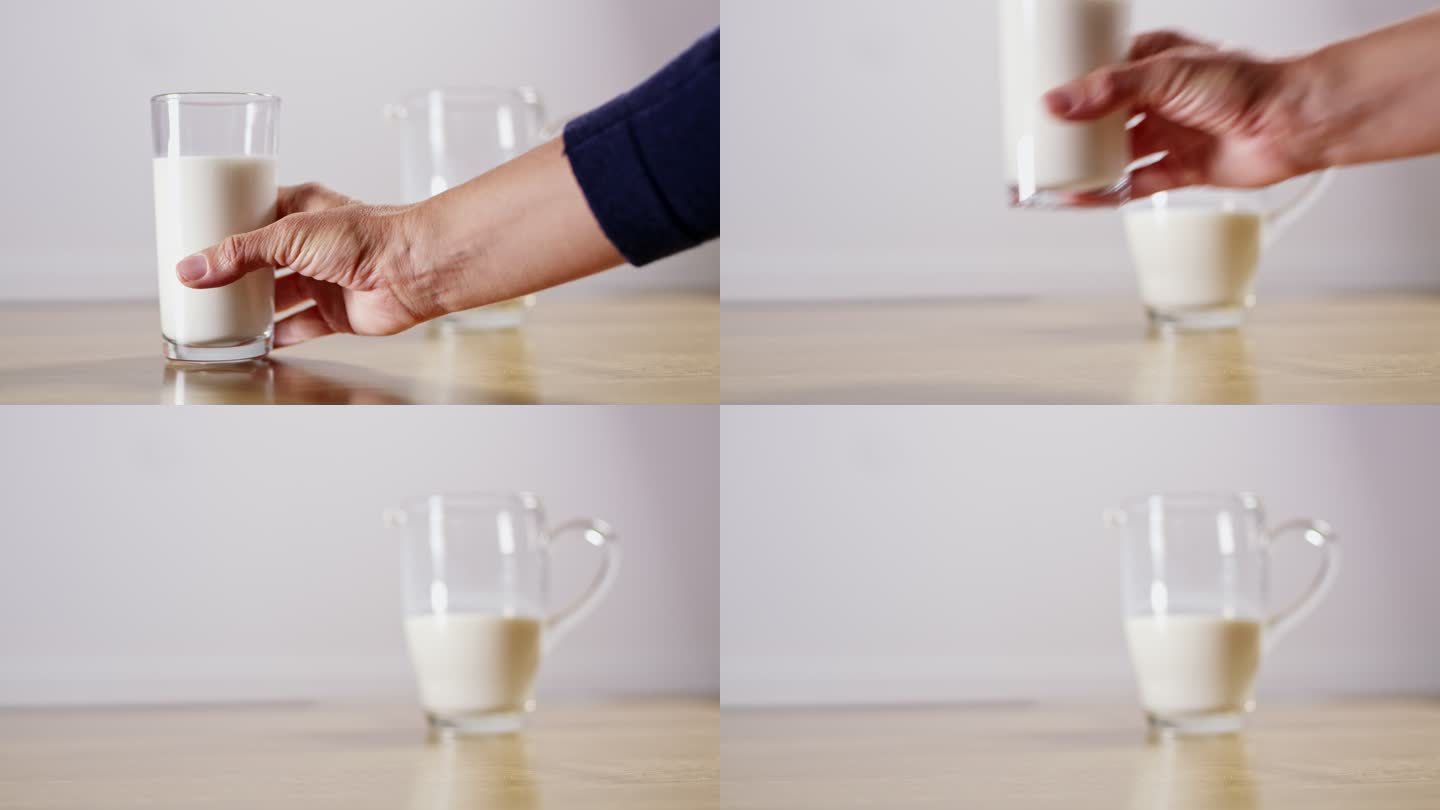 MS Hand拿起一杯牛奶