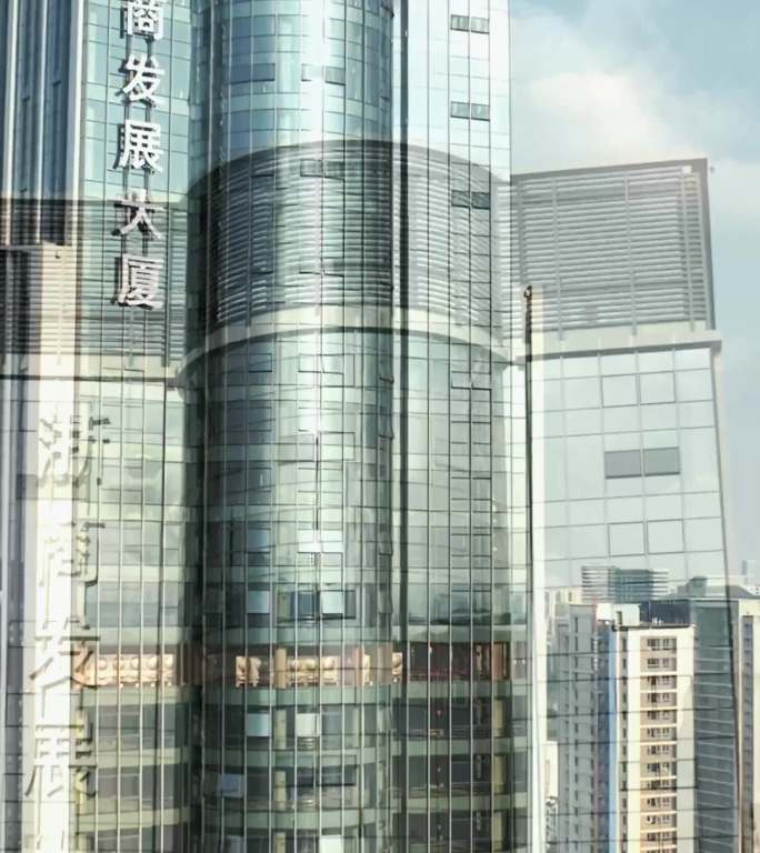航拍杭州浙商发展大厦写字楼