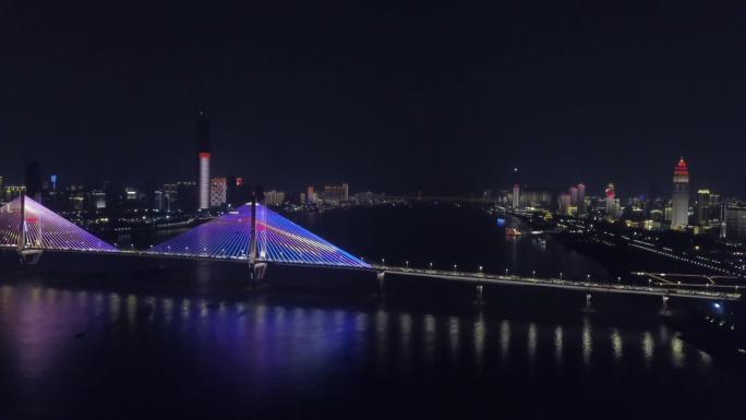 武汉长江二桥、汉口江滩夜景