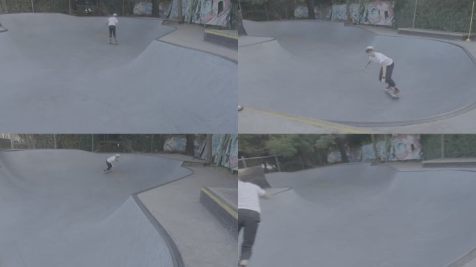 玩滑板滑板少年 极限运动 滑板公园