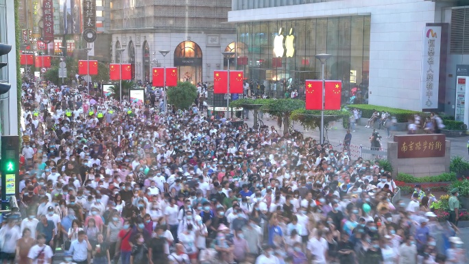 人山人海、密集人群、上海节日