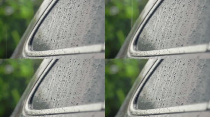停车场车上的雨滴实拍高清素材空镜