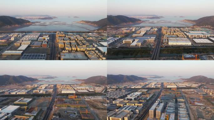 台州玉环市干江镇滨港工业区航拍延时