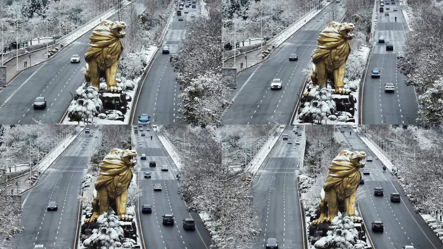 观山湖彩虹桥狮子雪景