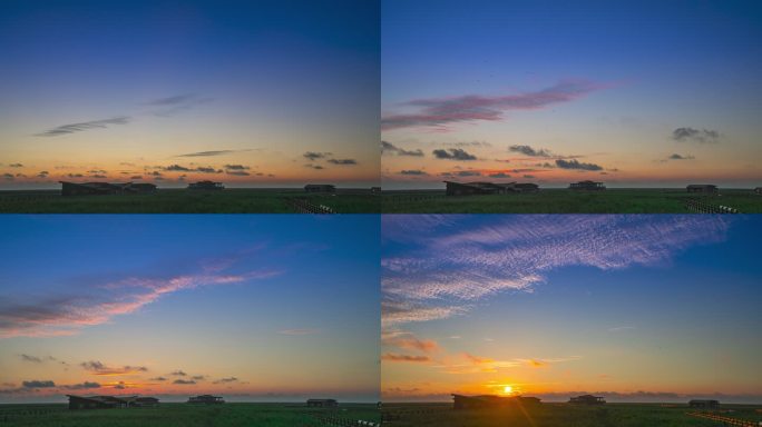 崇明东滩日出大范围延时