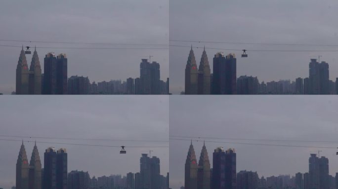 重庆长江索道多角度 升格慢动作 山城雾都