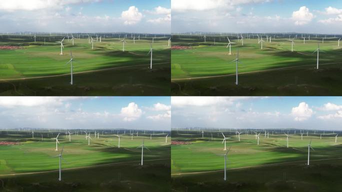 风力涡轮机草场大风车风力发电