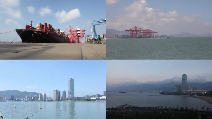 连云港港口海上运输码头货轮一组延时