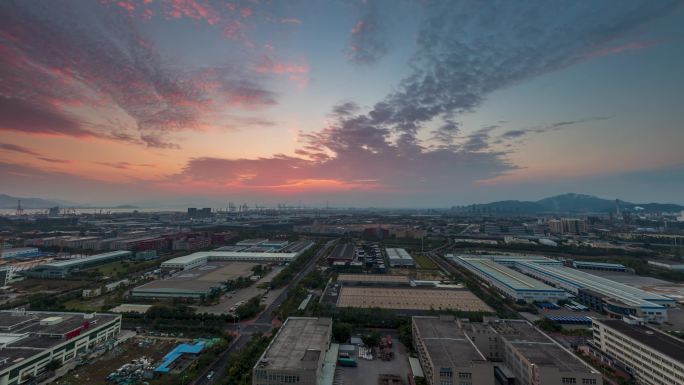 厦门海沧保税港区夕阳延时摄影