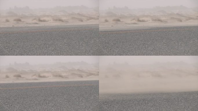 新疆 沙尘天气 公路 车轮