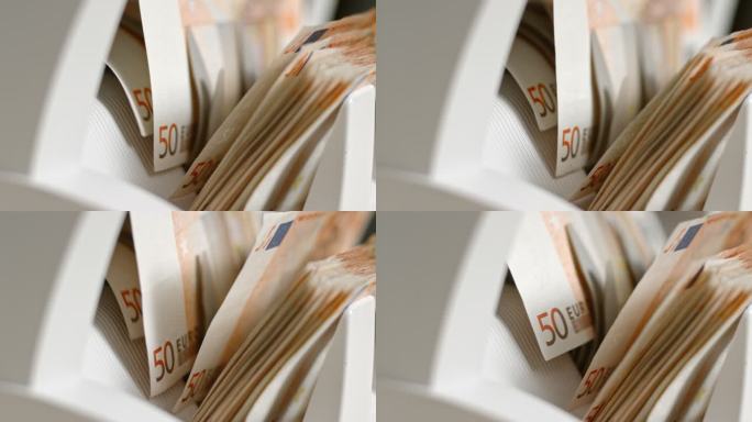 SLO MO LD钞票计数器叶轮将50欧元钞票推到堆垛机上