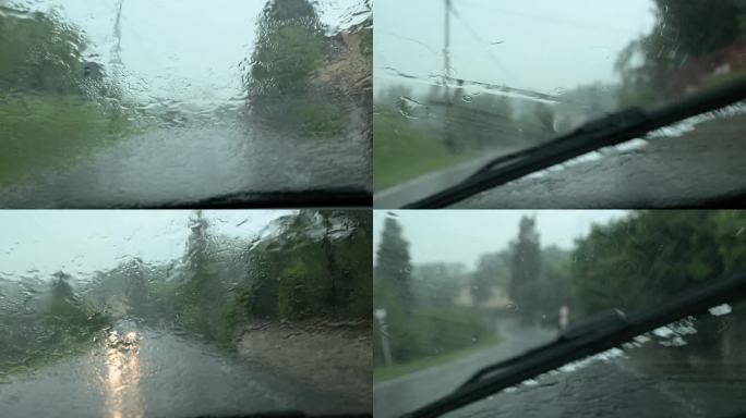 在托斯卡纳乡村雨中驾驶