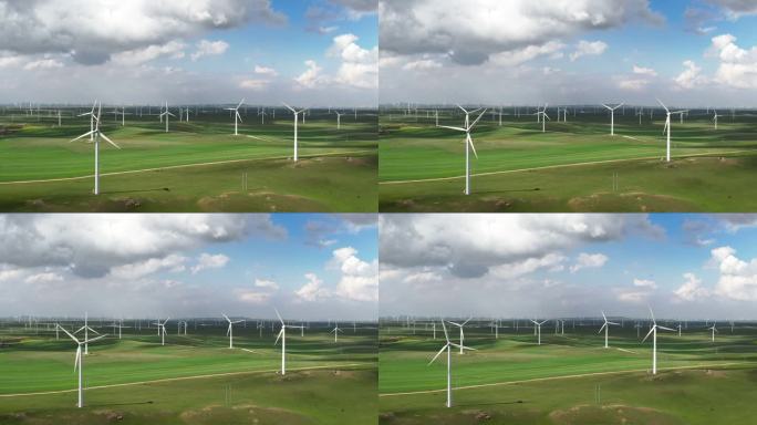 风力涡轮机风力发电草原风车绿色能源
