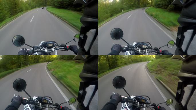 夏季黑森林摩托车驾驶驾驶员视角4K
