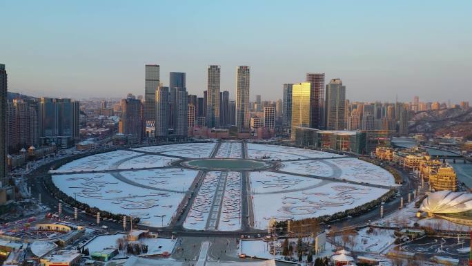 冬天航拍 大连雪景