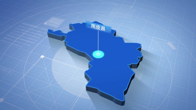 沧州市南皮县蓝色科技感定位立体地图