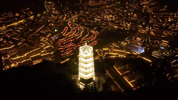 贵州遵义乌江寨夜景