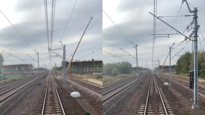 从火车上看高铁中铁建设施工