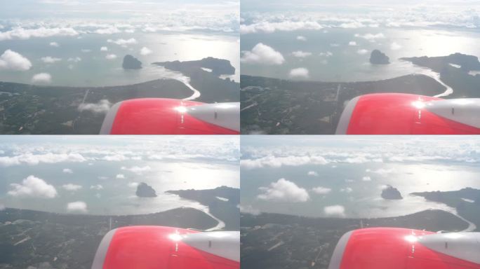 从飞机上看到泰国南部天然热带岛屿trang海滩的鸟瞰图