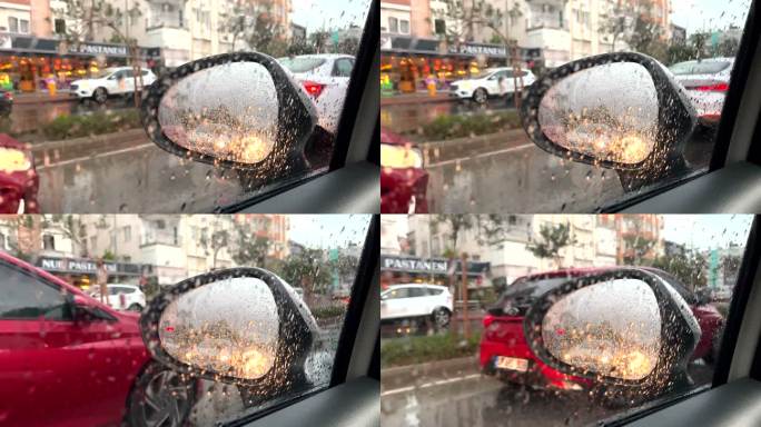 雨中驾驶汽车下小雨