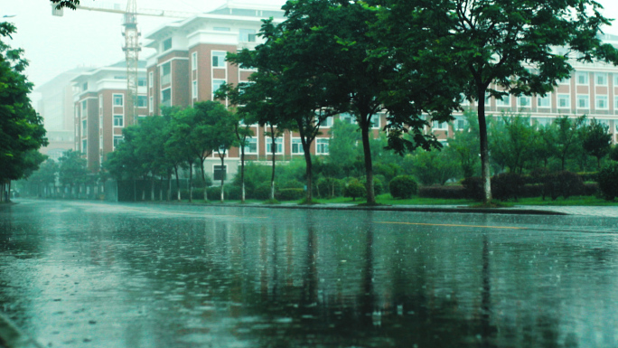校园雨季意境