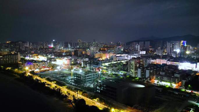 三亚城市夜景航拍