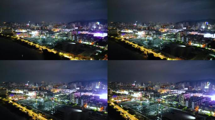 三亚城市夜景航拍