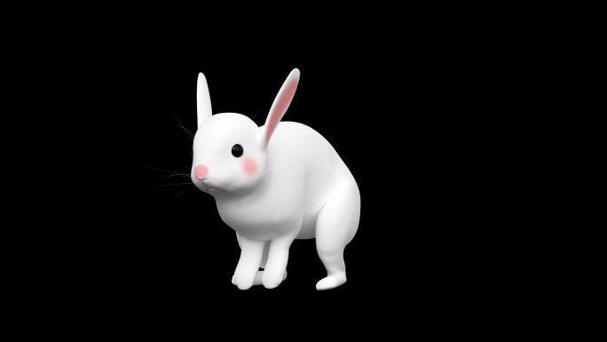 白色卡通兔子循环奔跑C4D工程
