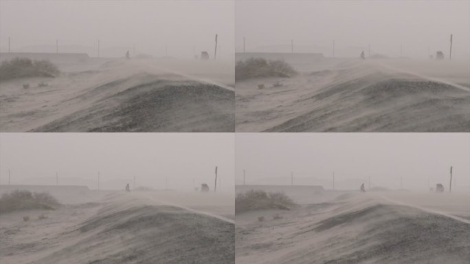 新疆 沙尘天气 公路坡道风沙