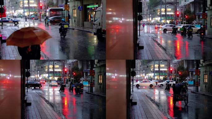 上海街道雨夜