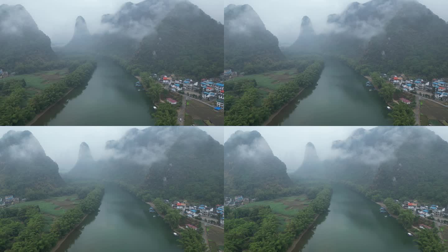 烟雨 山水 河流