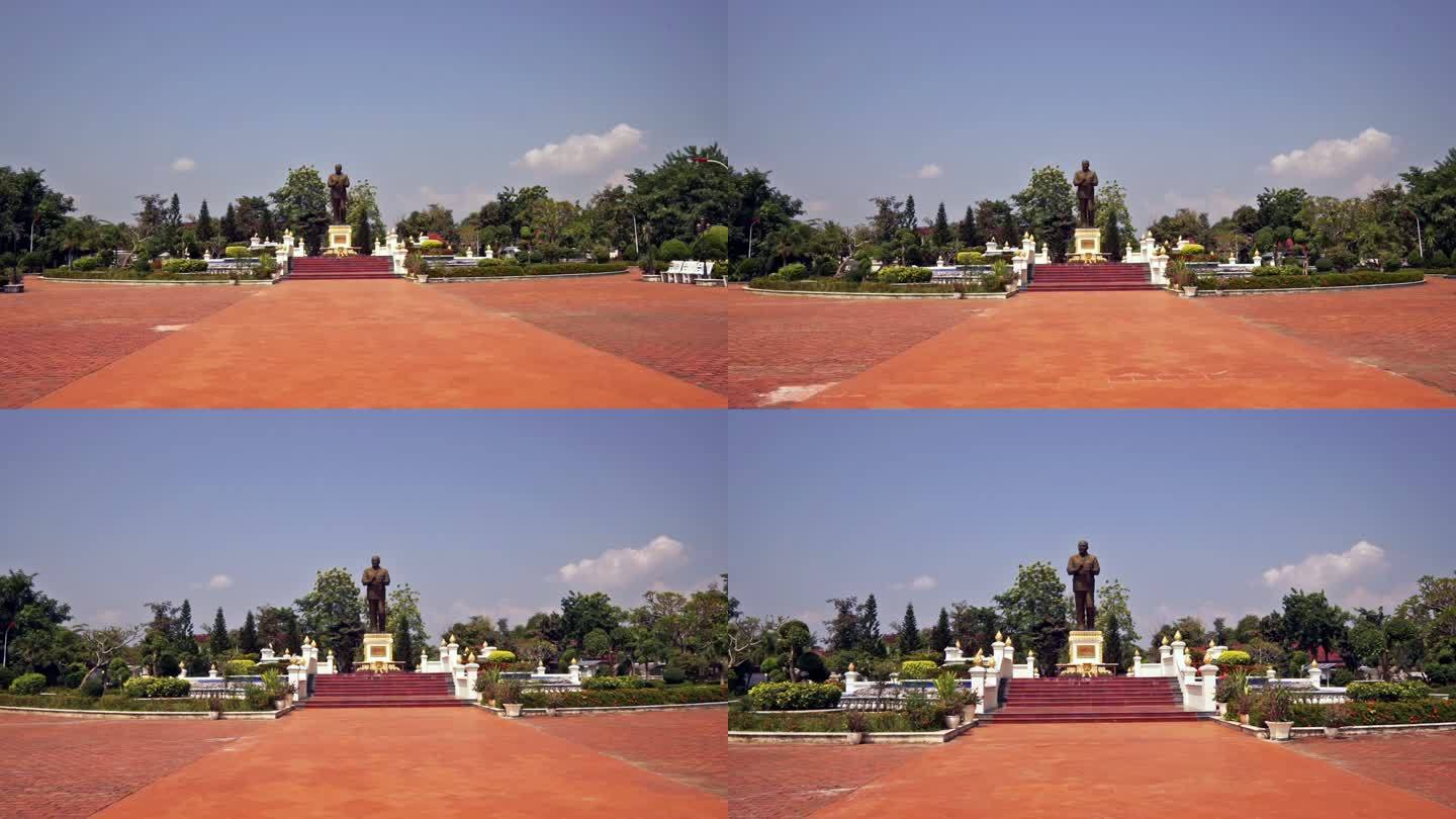 老挝琅勃拉邦苏潘努冯总统纪念碑，跟踪拍摄