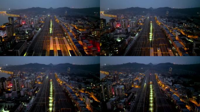 广元高铁站城市夜景航拍