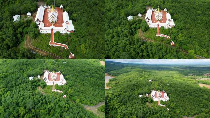 山上泰国寺庙鸟瞰图