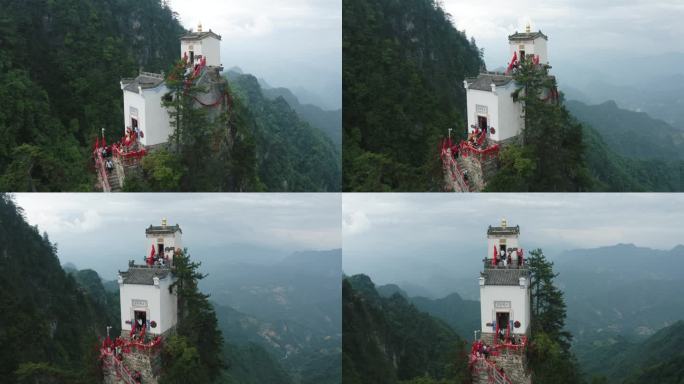 塔云山鸟瞰图，中国陕西著名的道教寺庙。