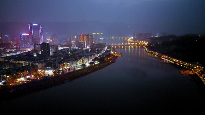 广元城市夜景航拍