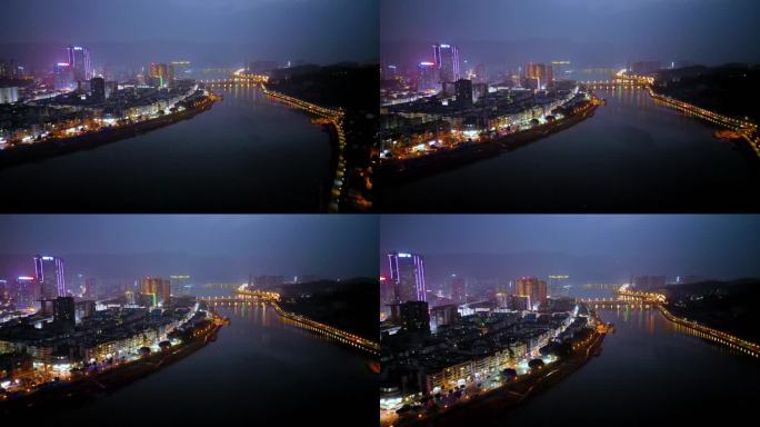 广元城市夜景航拍