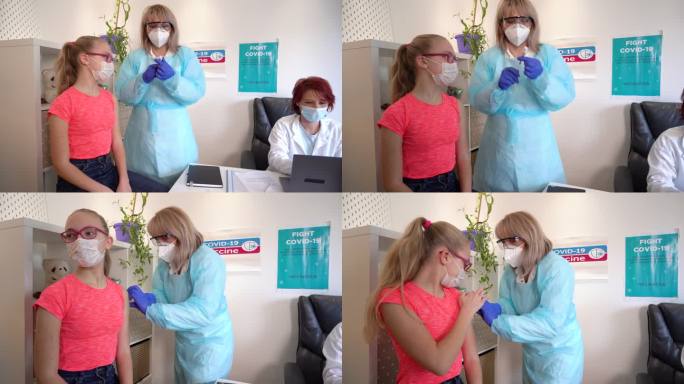 女孩接种新冠肺炎疫苗