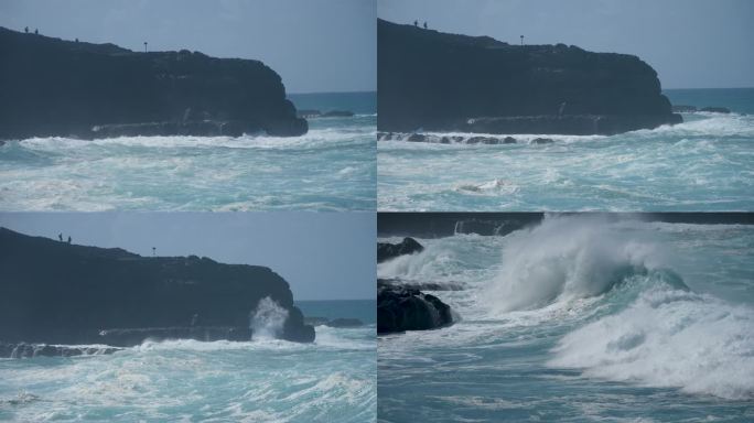 加那利群岛普拉亚德尔帕索兰萨罗特岛，夏日阳光明媚，海浪汹涌。加那利群岛的自然和旅游资源