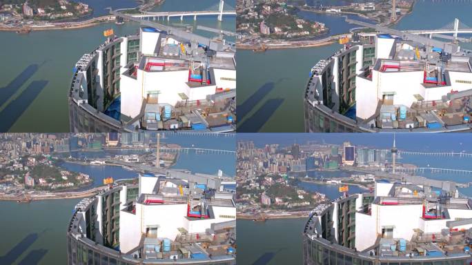 大湾区珠海中心澳门城市风光航拍4k