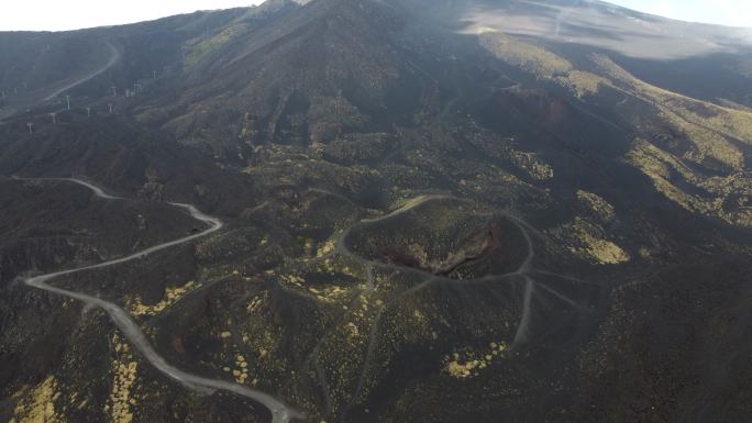 意大利西西里岛活火山埃特纳火山鸟瞰图