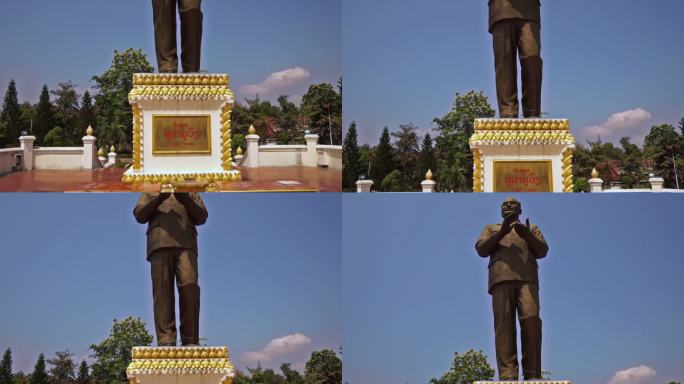 老挝琅勃拉邦苏潘努冯总统纪念碑向上倾斜