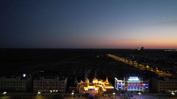 内蒙古额济纳旗胡杨林达来呼布镇夜景